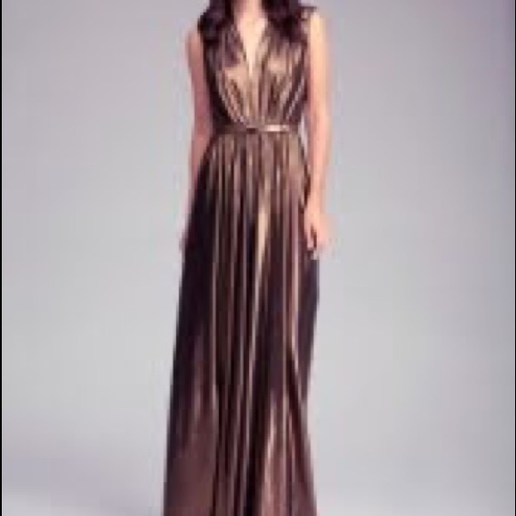 Bebe Bronze Belted Maxi Dress size Small - Picture 2 of 5